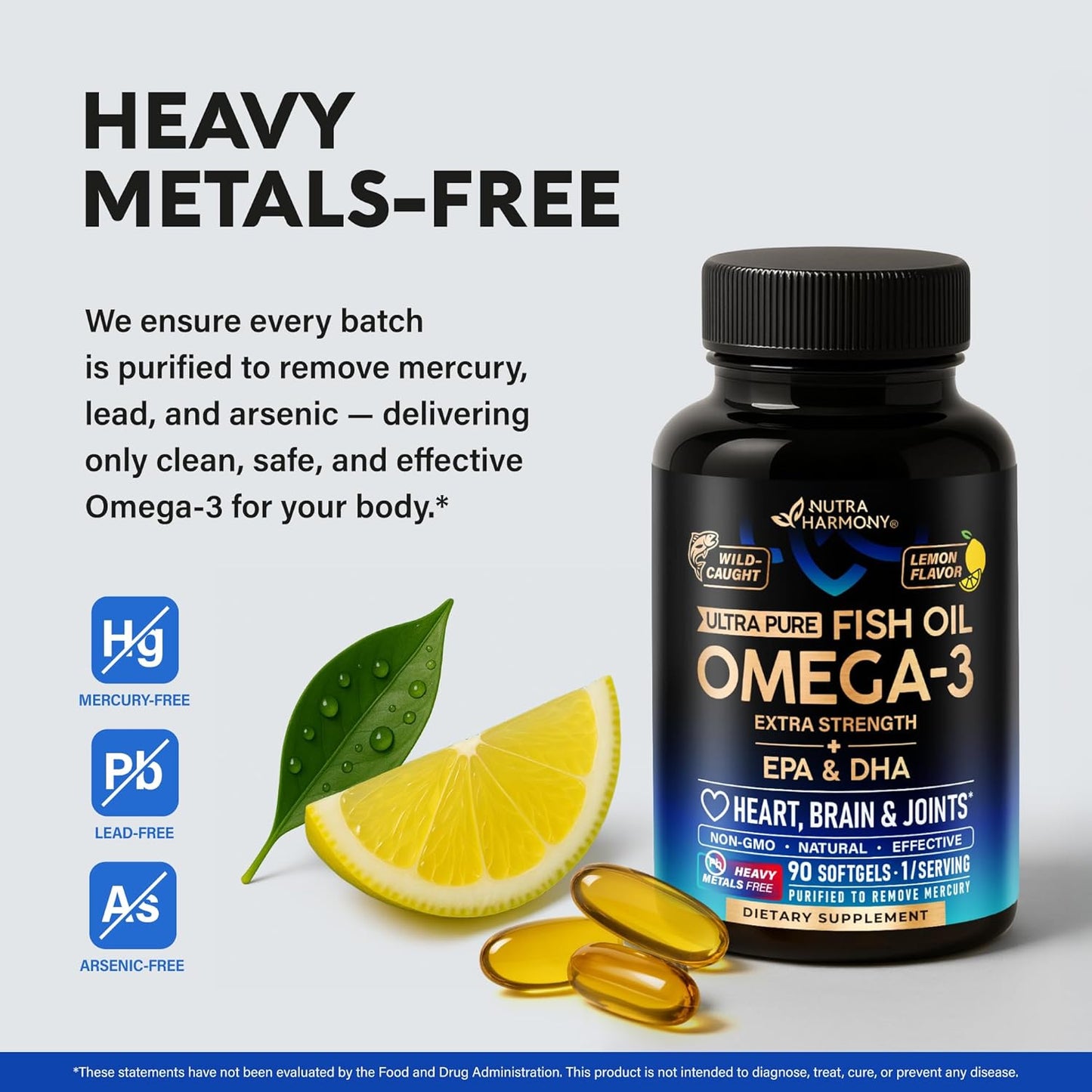 Omega 3 Fish Oil Supplement 3600 mg. Burpless, Lemon Flavored, 120 Softgels