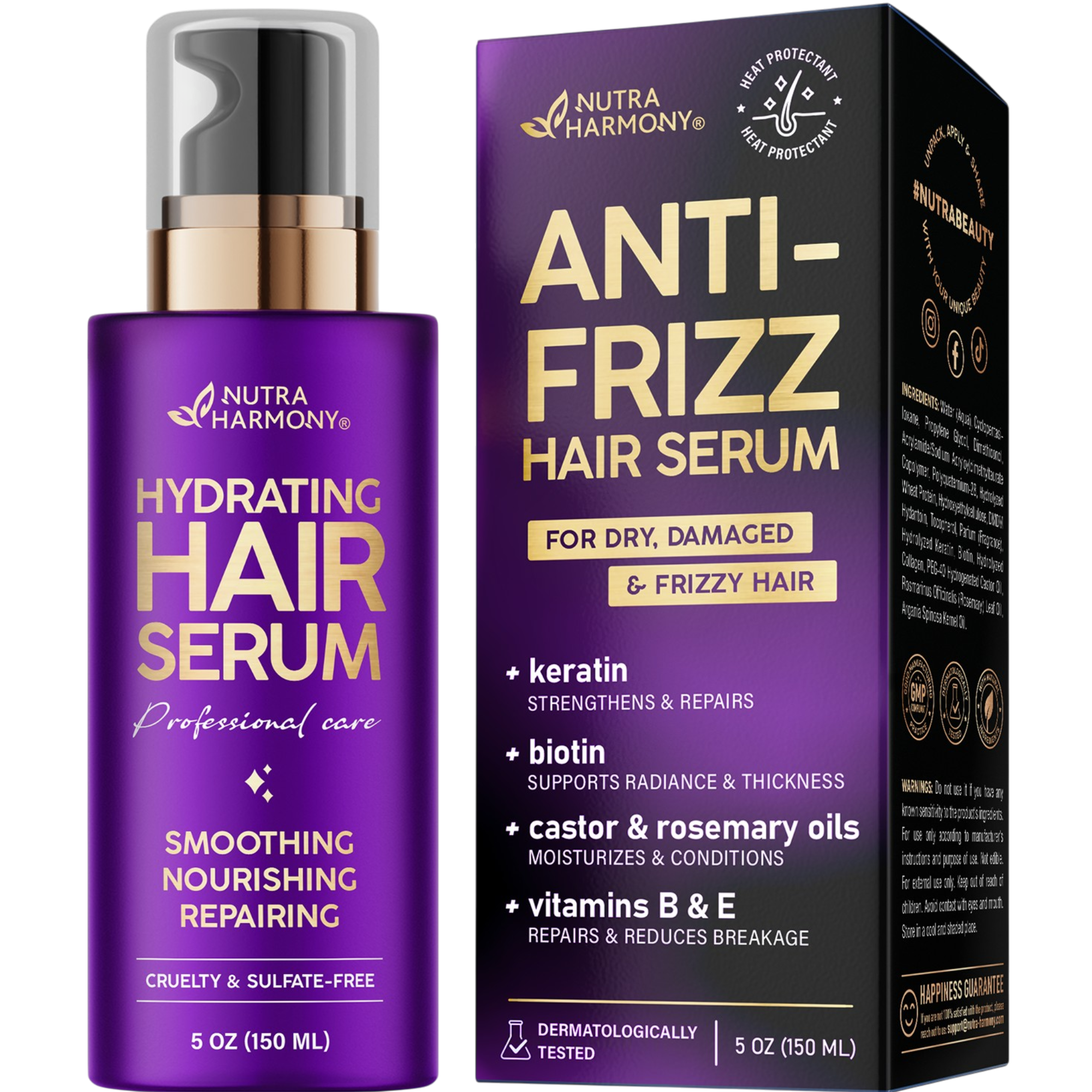 Hydrating Hair Serum by NUTRAHARMONY | Repair, Shine & Anti-Frizz
