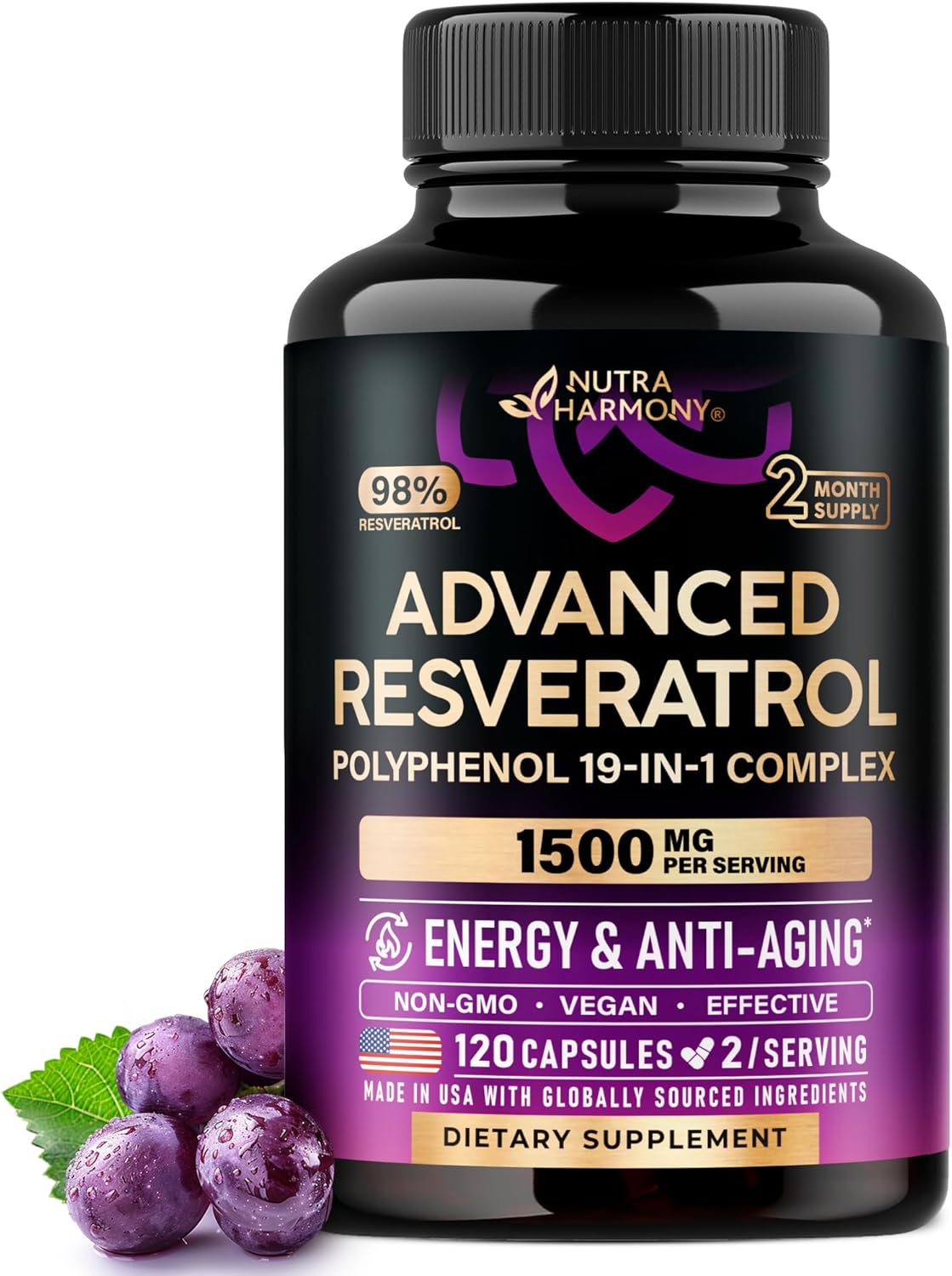 Resveratrol | Berberine | Quercetin | Apple Cider Vinegar - 19-in-1 Polyphenol Complex