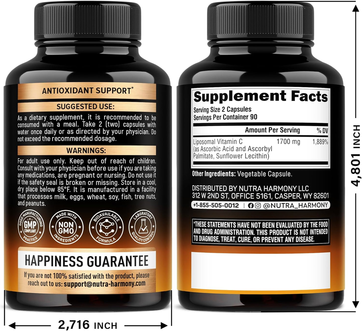 Liposomal Vitamin C 1700 mg - High Absorption Fat Soluble Complex