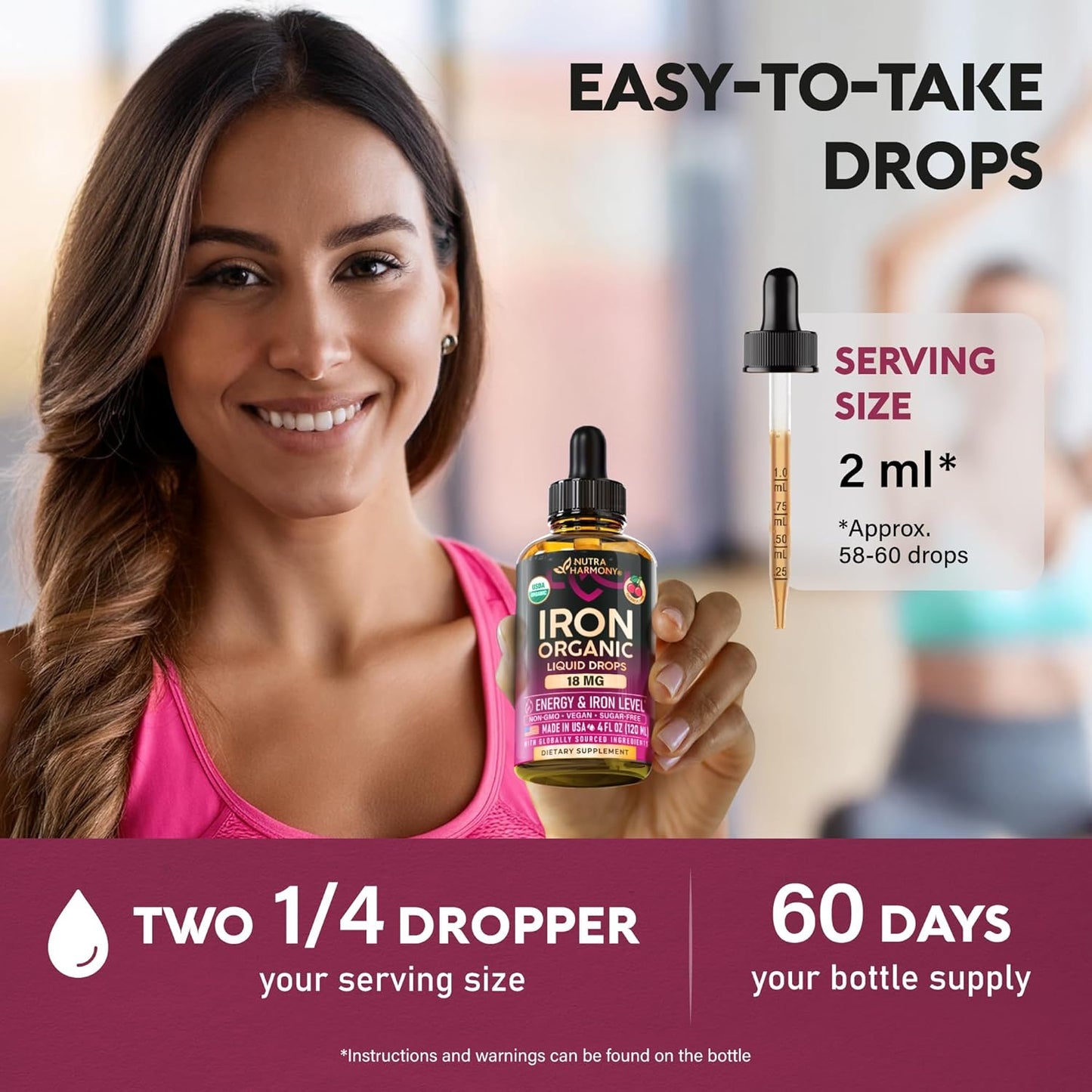USDA Organic Iron Drops for Women