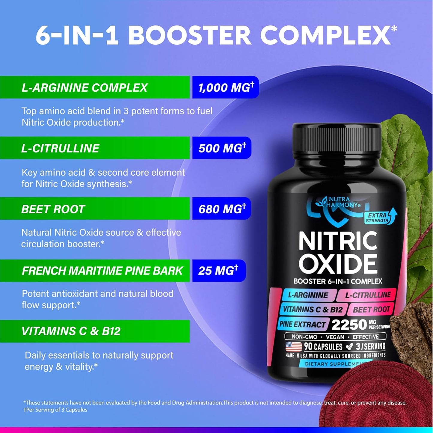 Nitric Oxide Booster Supplement: 6-in-1 complex