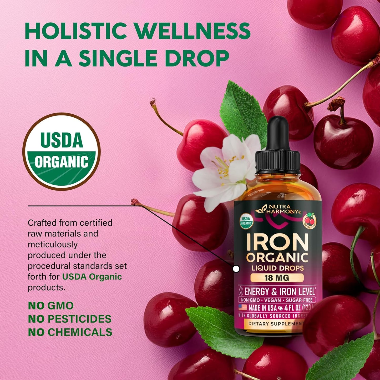 USDA Organic Iron Drops for Women