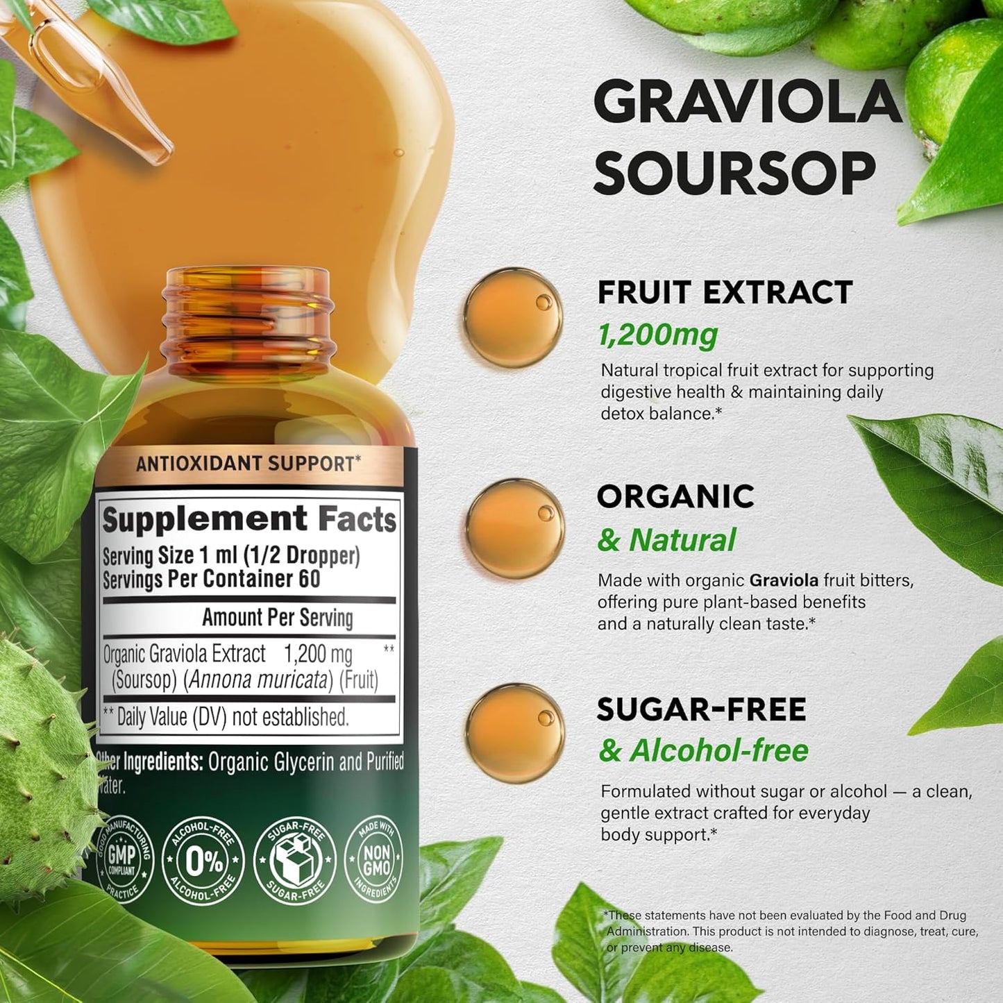 USDA Organic Graviola Soursop Liquid Extract