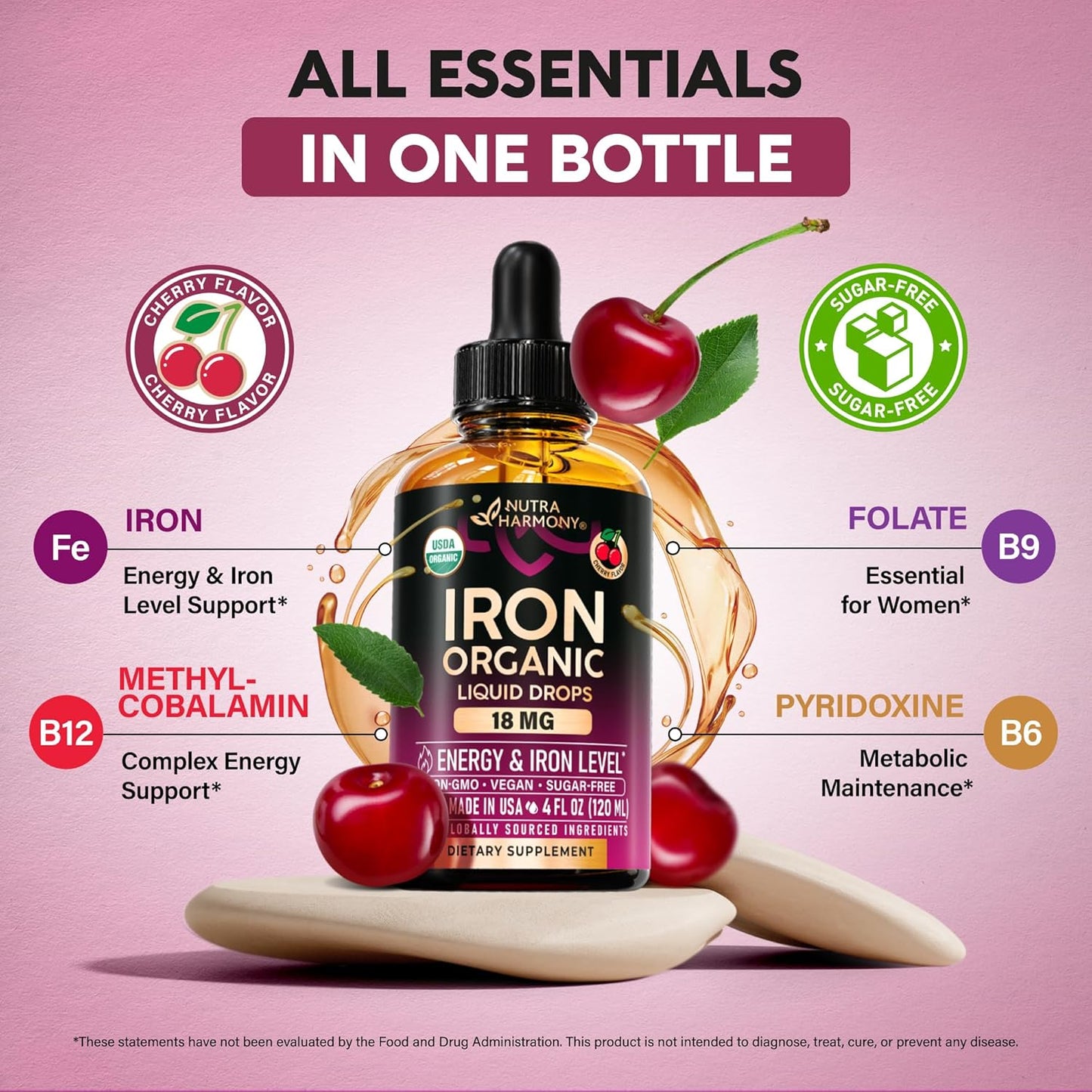 USDA Organic Iron Drops for Women