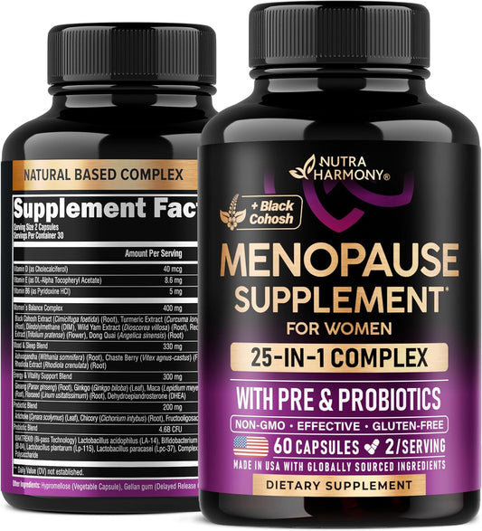 Menopause Supplement for Women with Dong Quai, Black Cohosh, Prebiotics & Probiotics