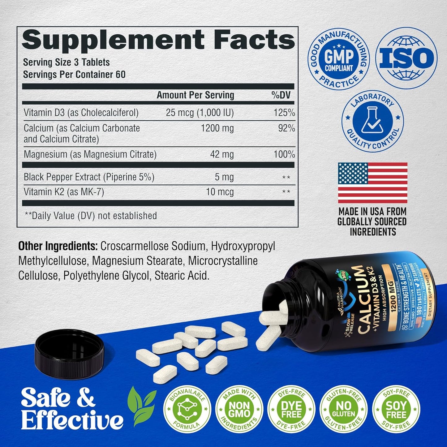 Calcium 1200 mg with Vitamin D3&K2