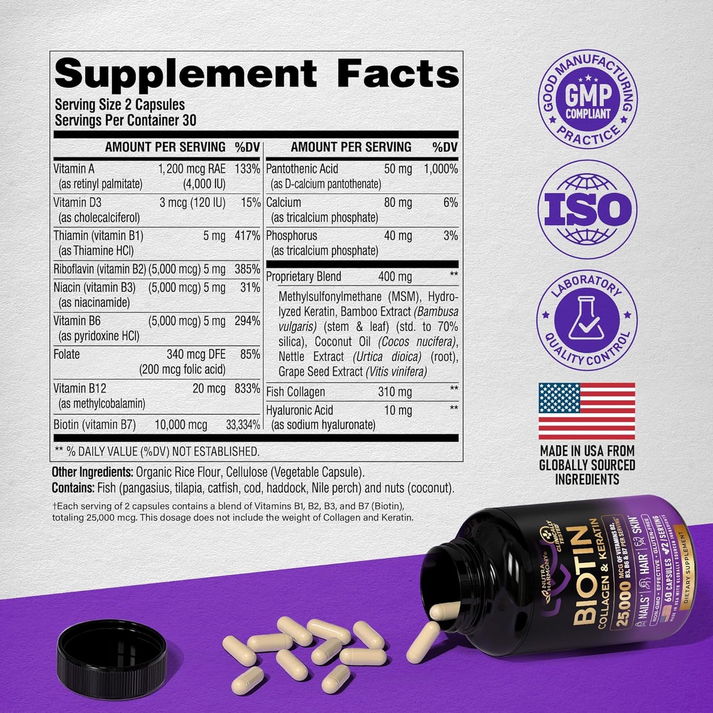 Biotin Vitamins with Collagen & Keratin