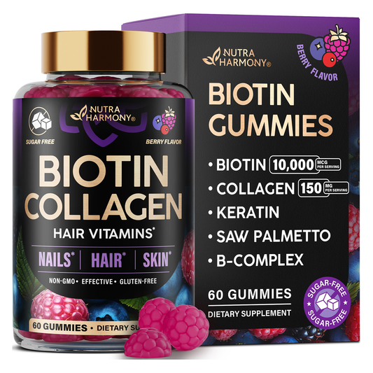 Biotin & Collagen Gummies for Hair Growth Support, Skin & Nail Strength
