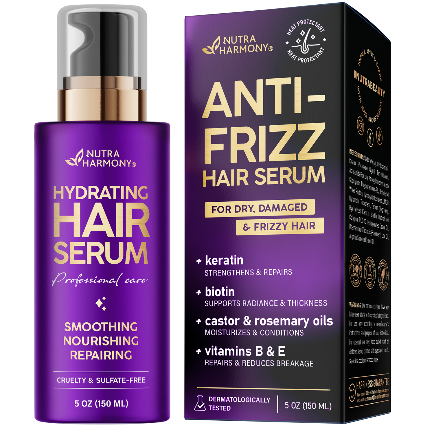 Hydrating Hair Serum by NUTRAHARMONY | Repair, Shine & Anti-Frizz