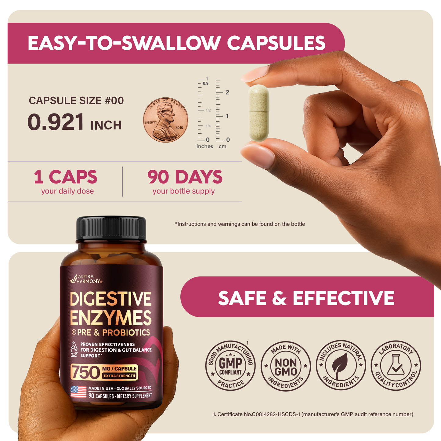 Digestive Enzymes for Women & Men with Multi Enzymes, Papaya, Bromelain, Probiotic & Prebiotics