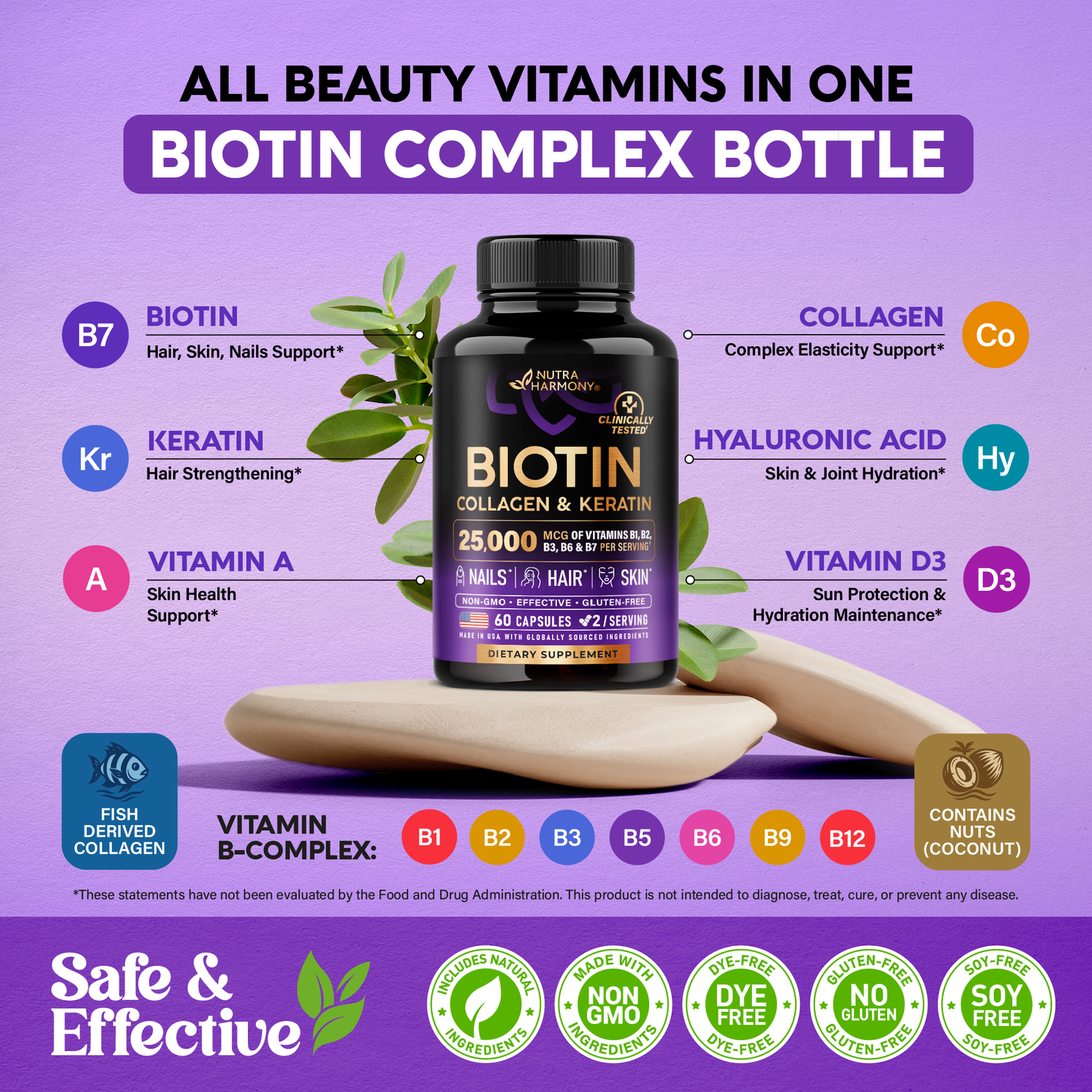 Biotin Vitamins with Collagen & Keratin