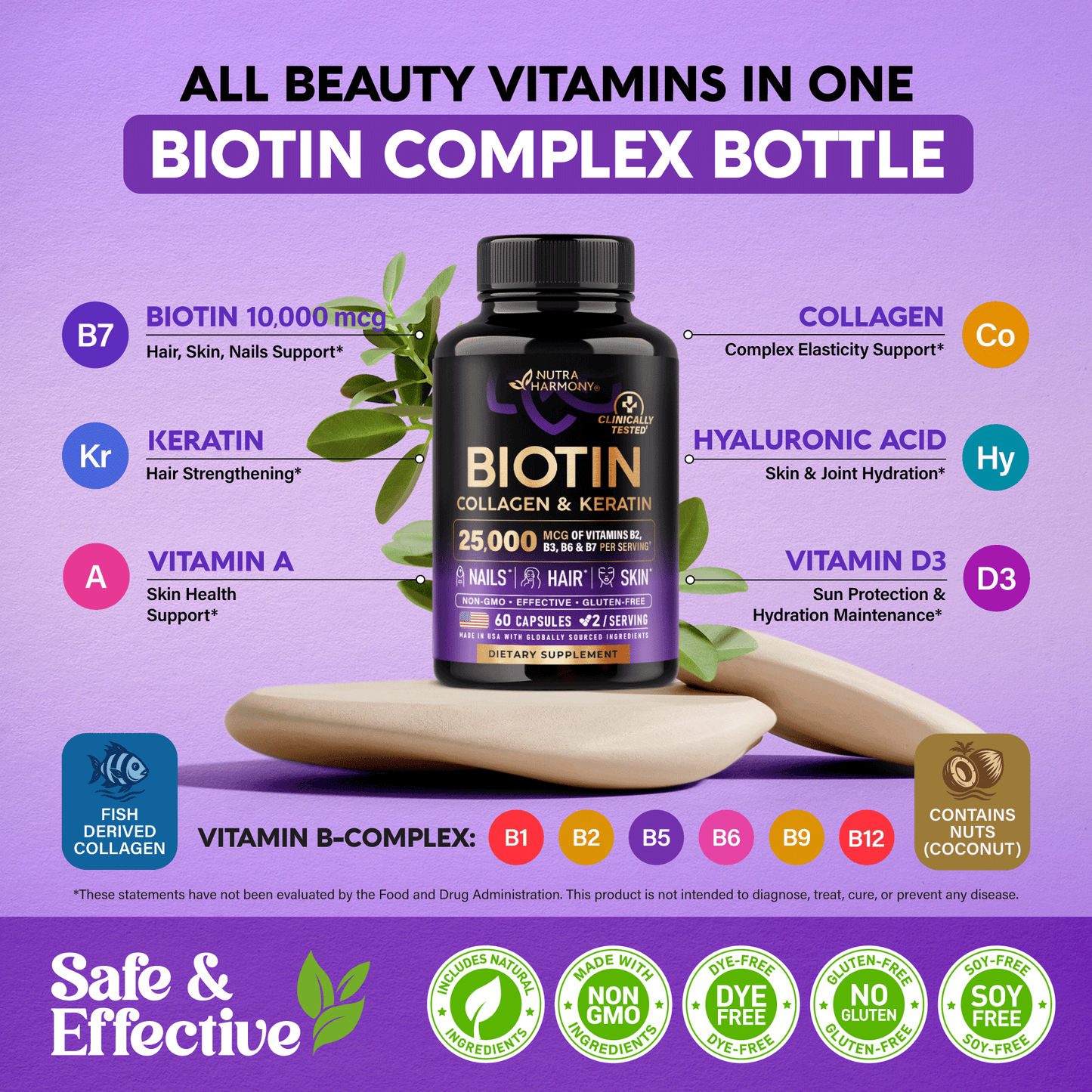 Biotin Vitamins with Collagen & Keratin