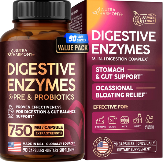 Digestive Enzymes for Women & Men with Multi Enzymes, Papaya, Bromelain, Probiotic & Prebiotics