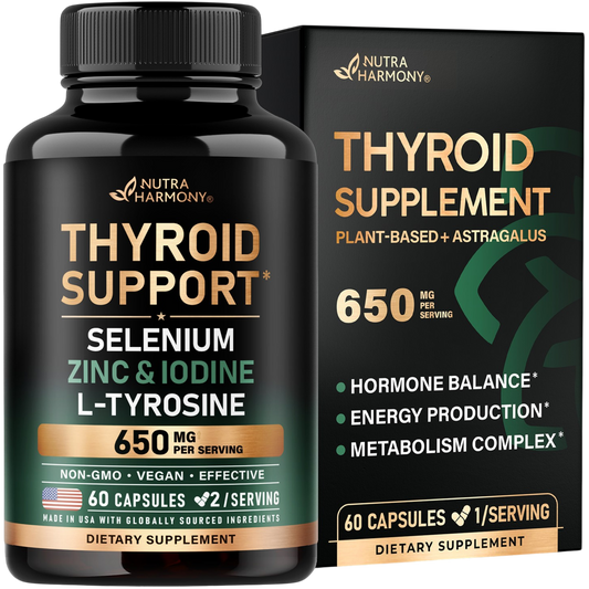 Thyroid Support with Selenium, Zinc & Iodine, L-Tyrosine, Magnesium, Adaptogen Herbs