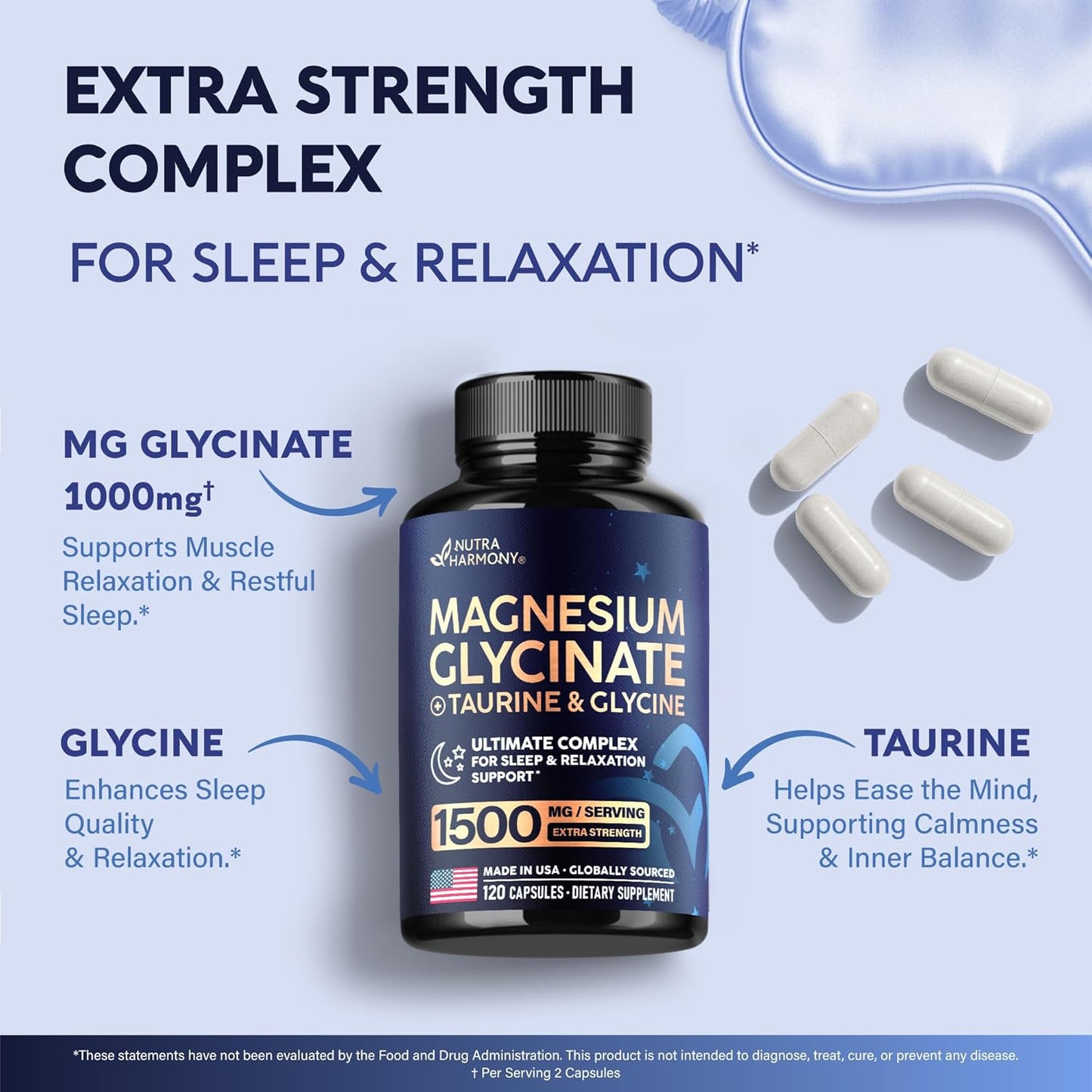 Magnesium Glycinate with Glycine and Taurine for Sleep & Relaxation Support