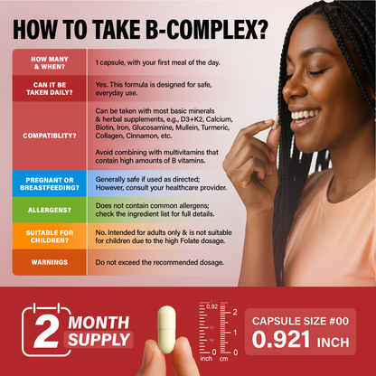 Vitamin B Complex with Astragalus & Whole Food Blend for Energy, Metabolism & Brain