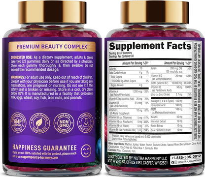 Biotin & Collagen Gummies for Hair Growth Support, Skin & Nail Strength - Mixed Berry