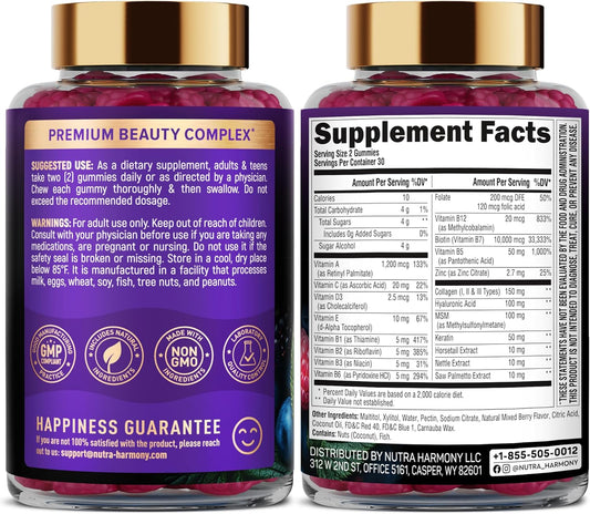 Biotin & Collagen Gummies for Hair Growth Support, Skin & Nail Strength