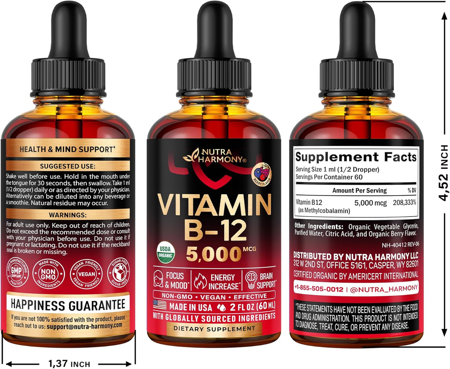 USDA Organic Vitamin B12 Sublingual Drops