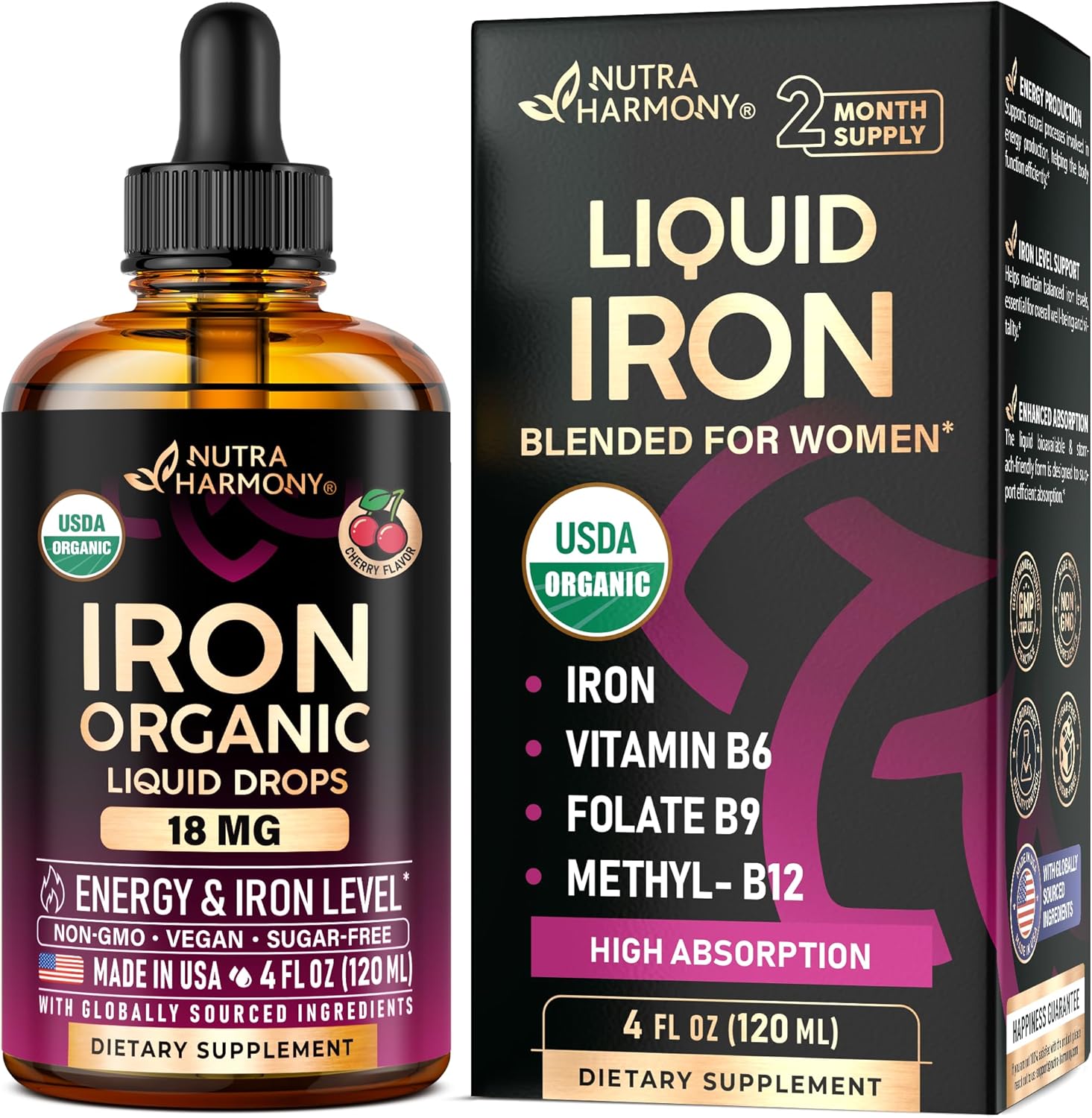 USDA Organic Iron Drops for Women