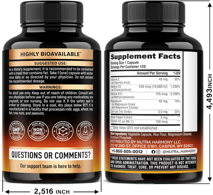 Vitamin D3+K2 with Magnesium, Zinc & Vitamin C & B12