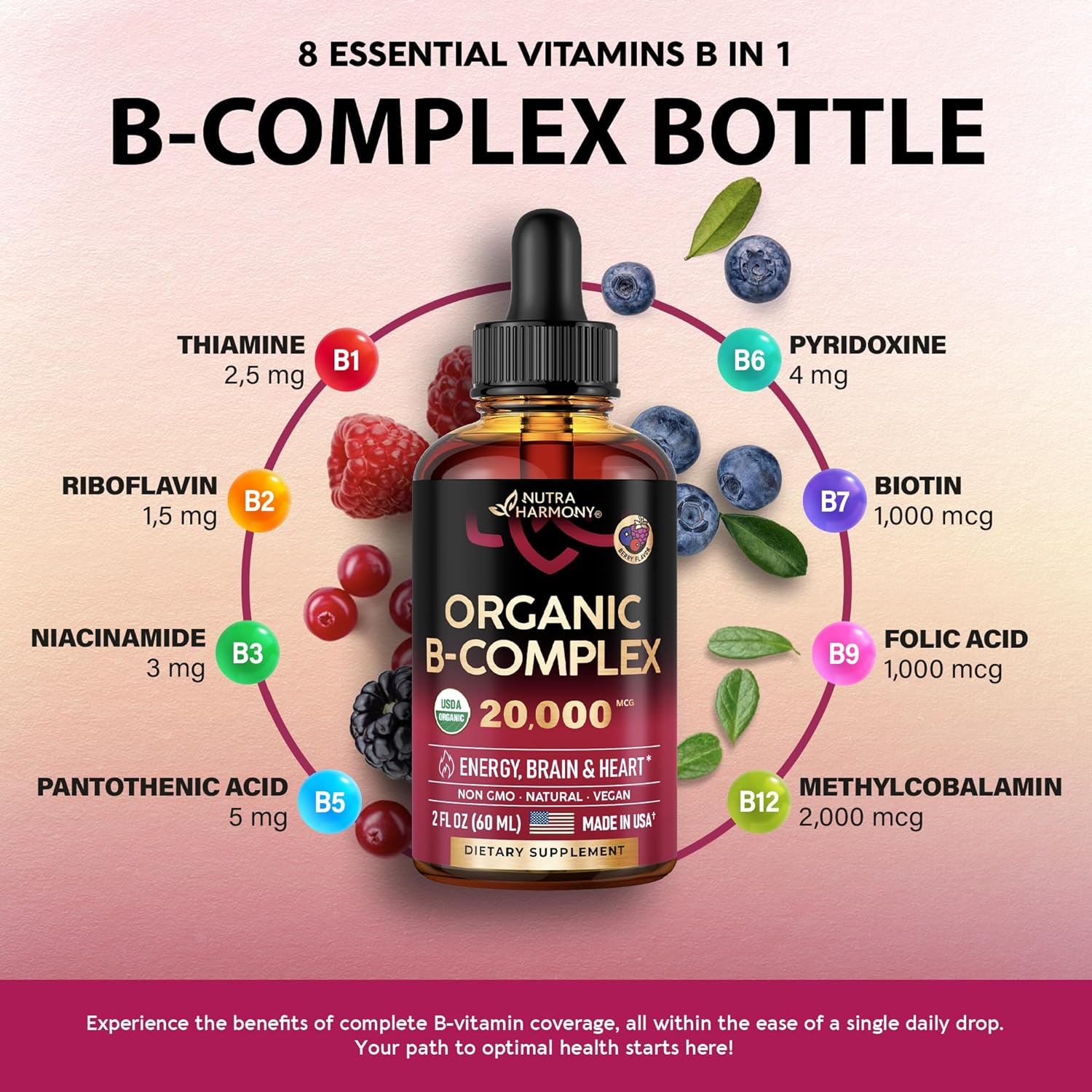 USDA Vitamin B Complex Liquid Drops – NUTRAHARMONY