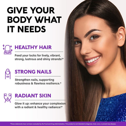 Biotin & Collagen Gummies for Hair Growth Support, Skin & Nail Strength - Blueberry