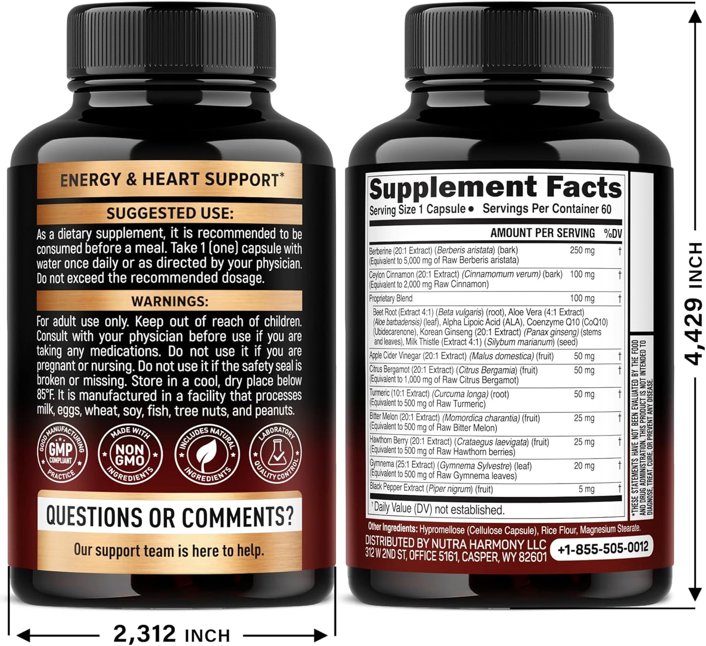 Berberine with Ceylon Cinnamon | Apple Cider Vinegar | Hawthorn Berry | Citrus Bergamot | Bitter Melon