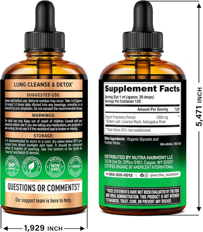 USDA Organic Mullein Drops for Lungs