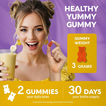 Probiotic Gummies 10B CFU with Prebiotic Fiber for Digestion & Immune Support