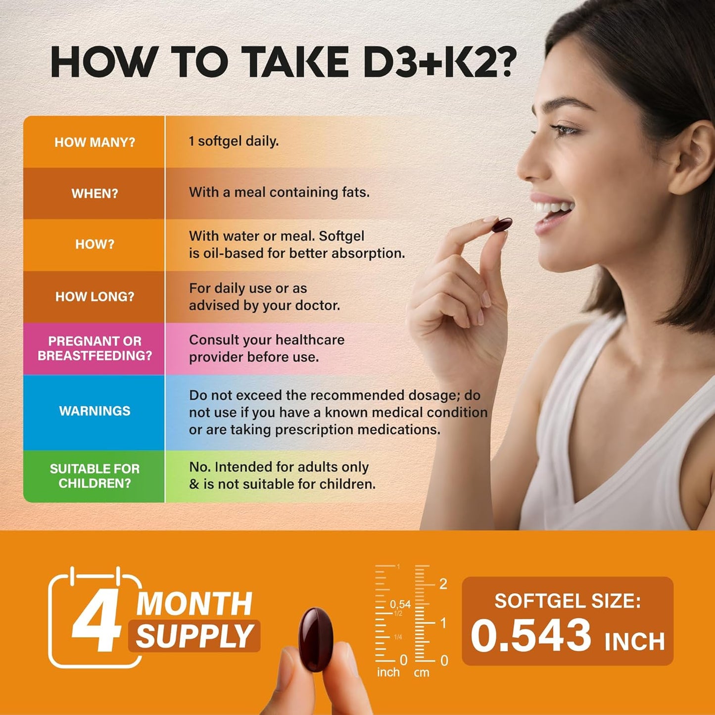 Vitamin D3 K2 Softgels For Immune & Mood Support