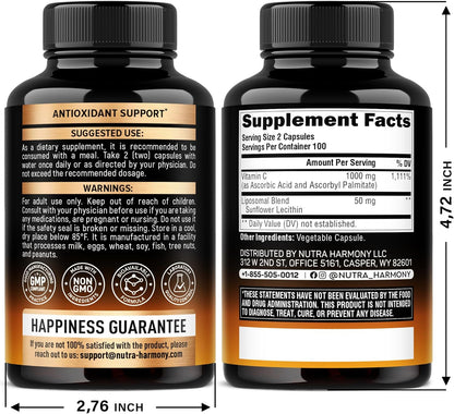 Liposomal Vitamin C 1000 mg - High Absorption & Gentle On Stomach