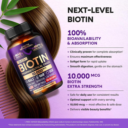 Biotin Softgels with Silicon for Hair Growth Support, Skin & Nails