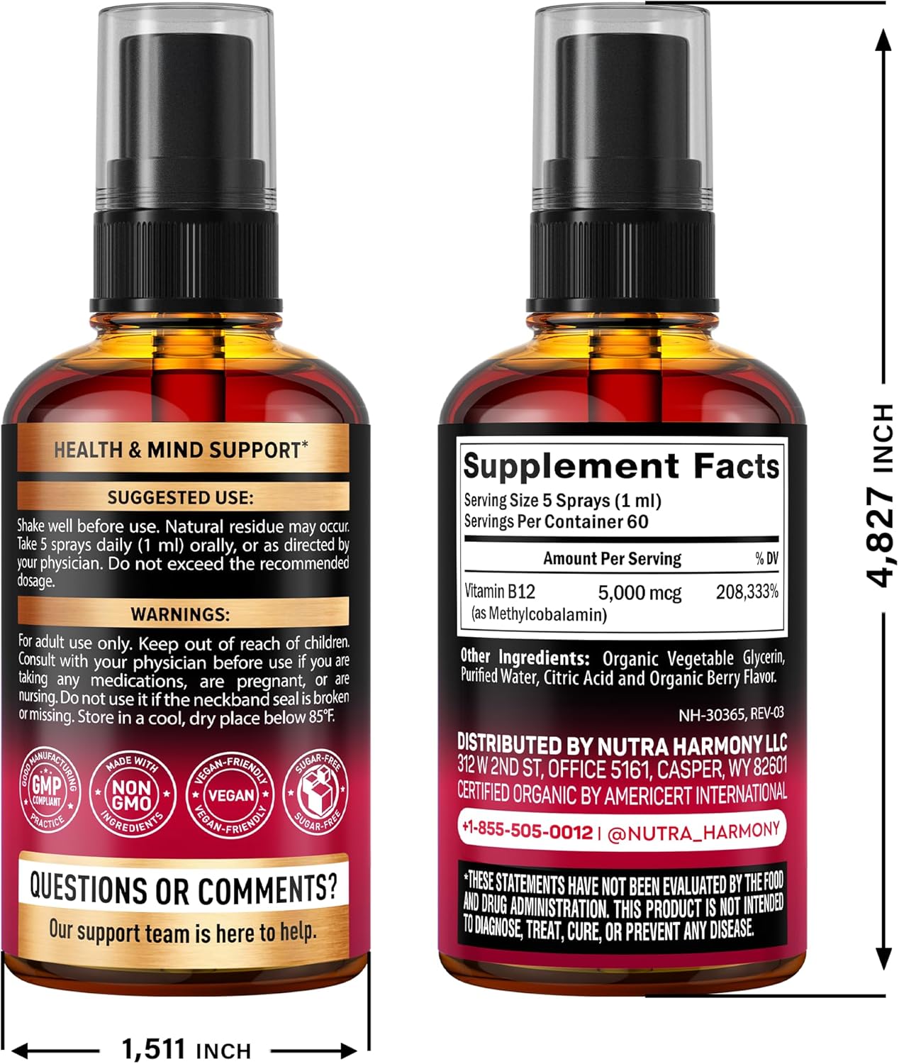 USDA Organic Vitamin B12 Spray