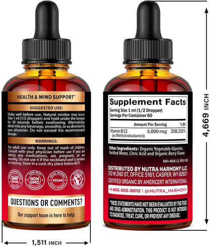 USDA Organic Vitamin B12 Sublingual Drops