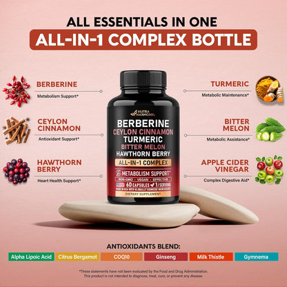 Berberine with Ceylon Cinnamon | Apple Cider Vinegar | Hawthorn Berry | Citrus Bergamot | Bitter Melon