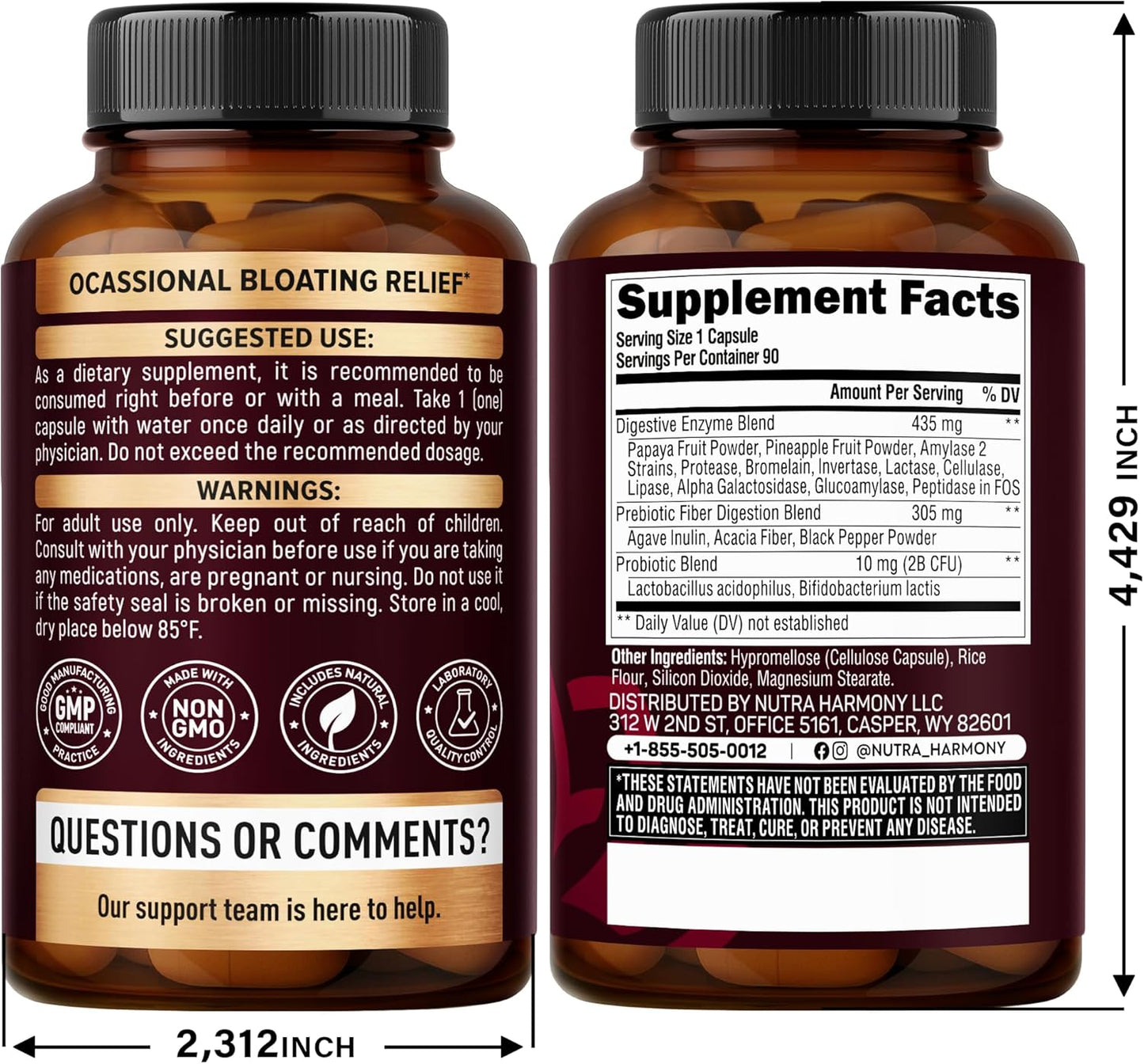 Digestive Enzymes for Women & Men with Multi Enzymes, Papaya, Bromelain, Probiotic & Prebiotics