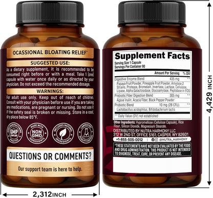 Digestive Enzymes for Women & Men with Multi Enzymes, Papaya, Bromelain, Probiotic & Prebiotics