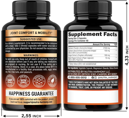 Turmeric Curcumin Supplement with Ginger & Black Pepper: Highly Bioavailable & Extra Strength