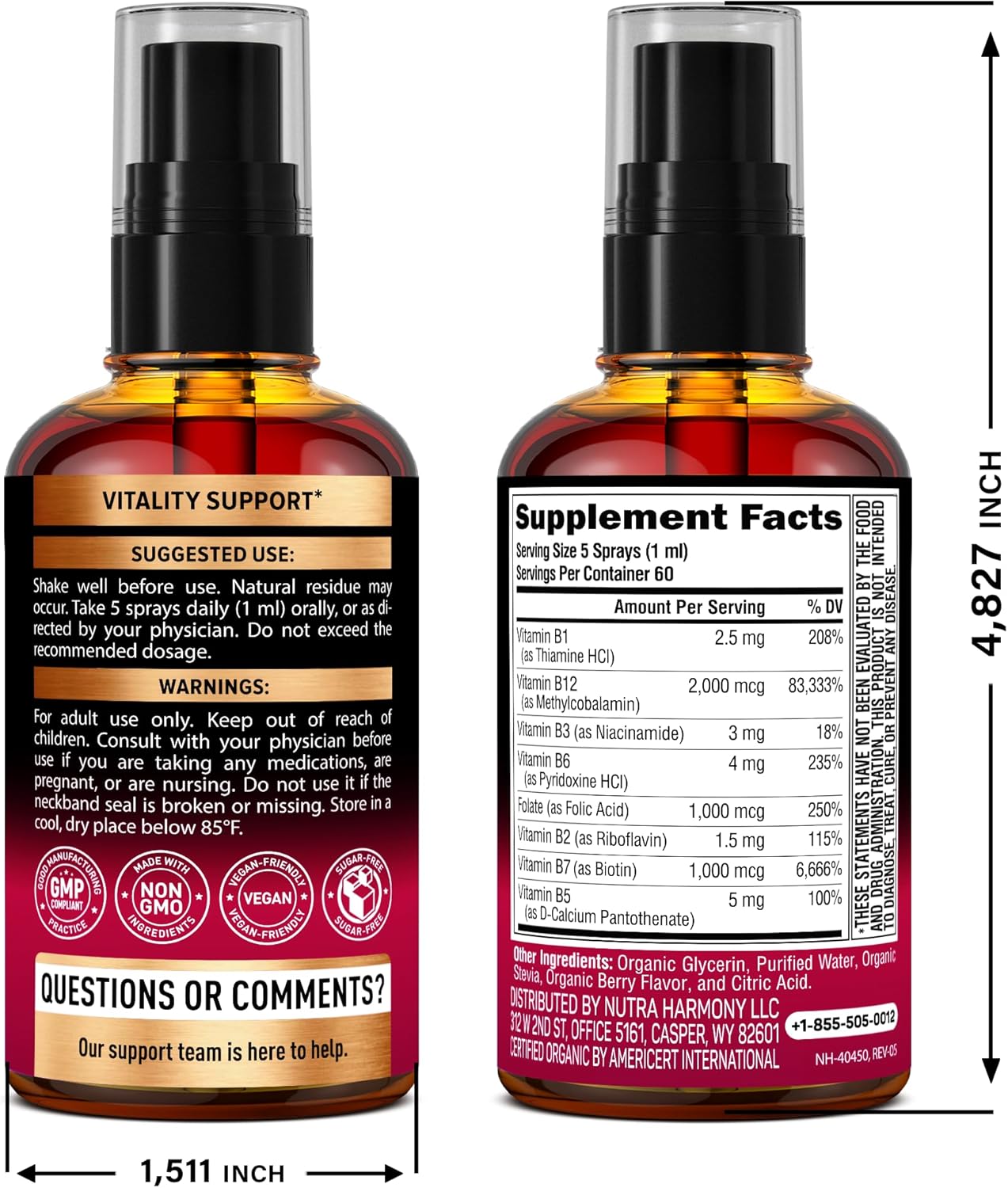 USDA Organic Vitamin B-Complex Liquid Spray