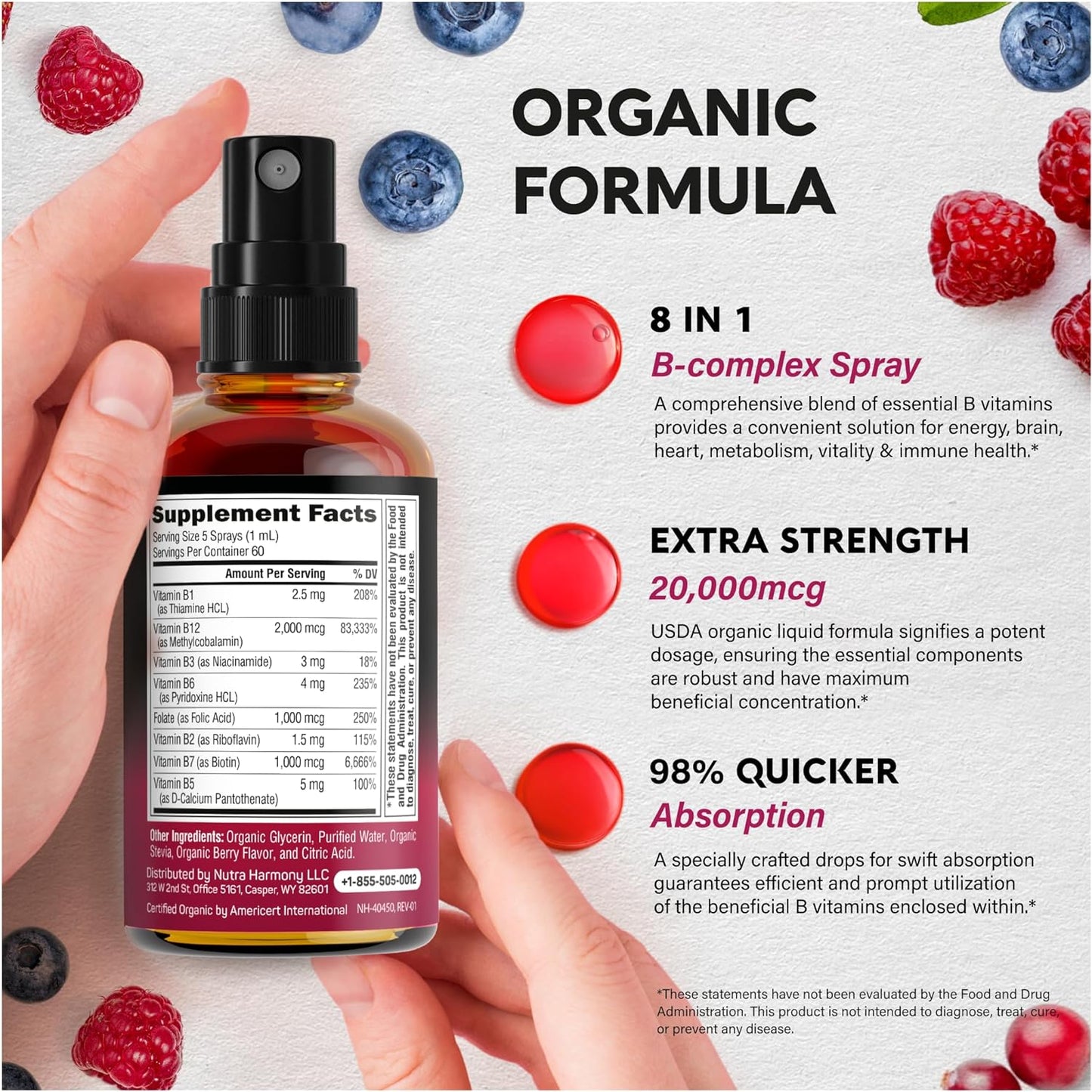USDA Organic Vitamin B-Complex Liquid Spray