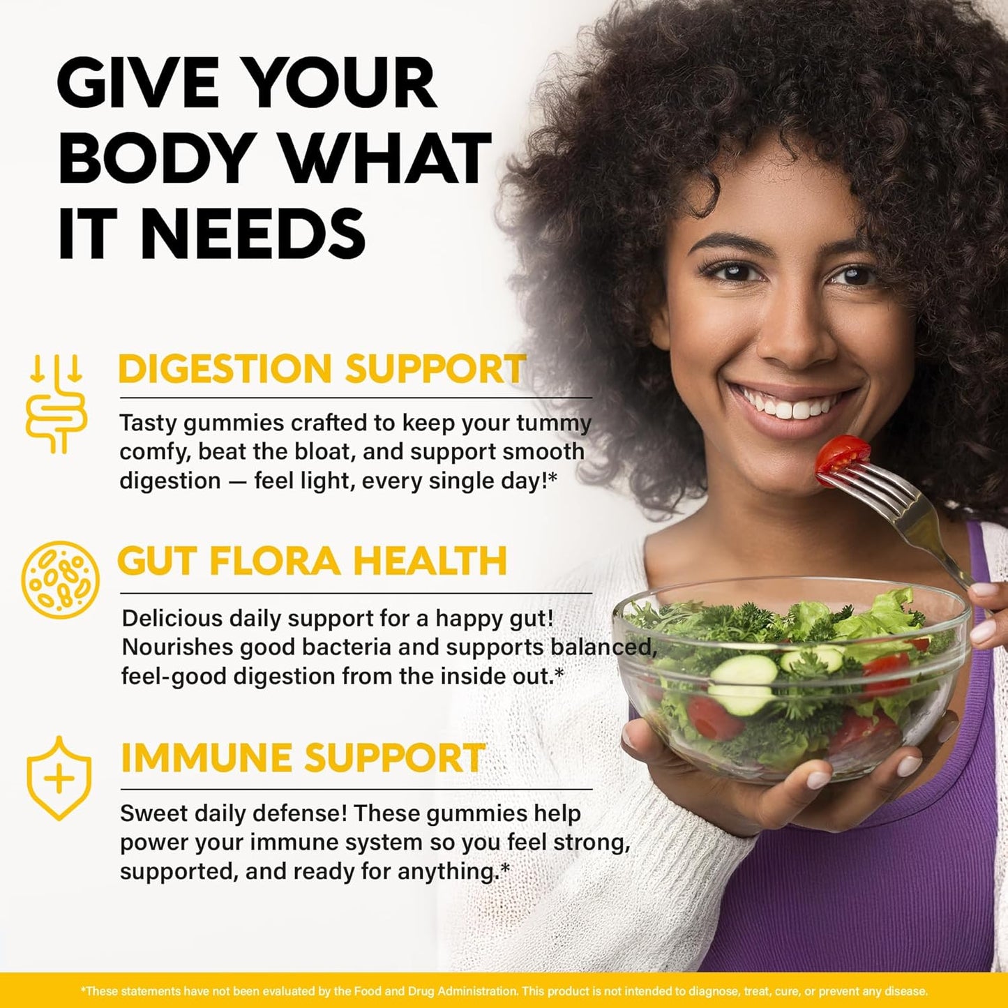 Probiotic Gummies 10B CFU with Prebiotic Fiber for Digestion & Immune Support