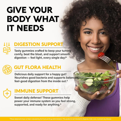 Probiotic Gummies 10B CFU with Prebiotic Fiber for Digestion & Immune Support