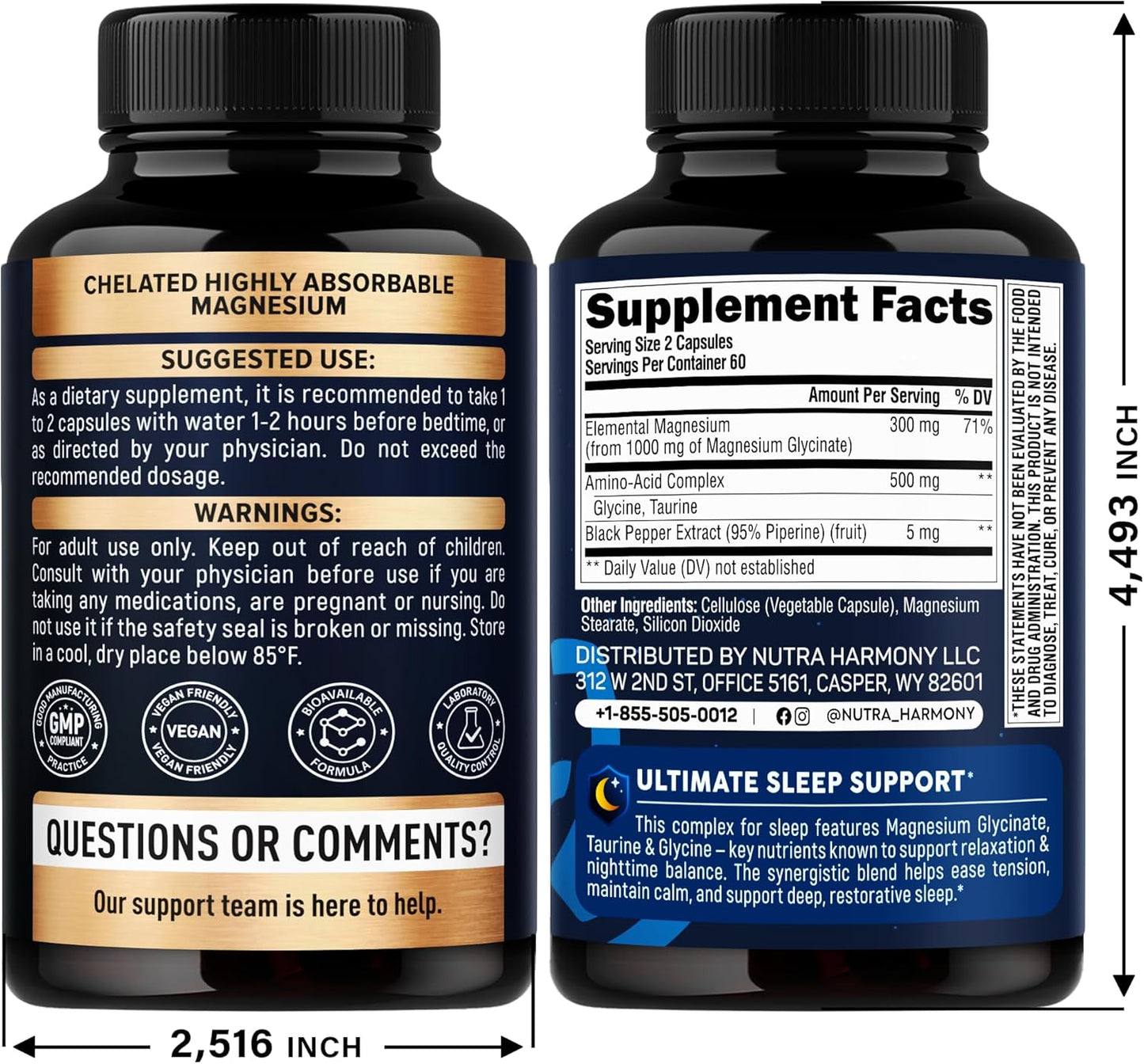 Magnesium Glycinate with Glycine and Taurine for Sleep & Relaxation Support