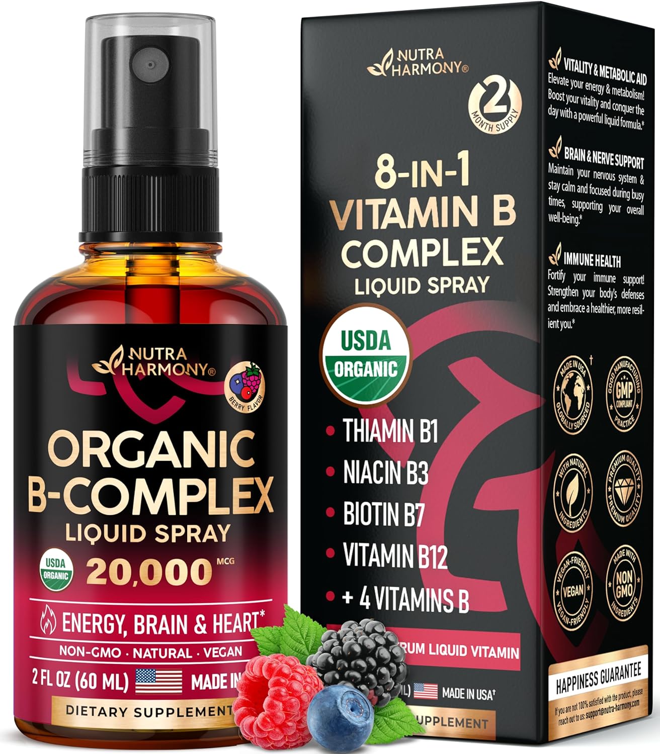 USDA Organic Vitamin B-Complex Liquid Spray – NUTRAHARMONY