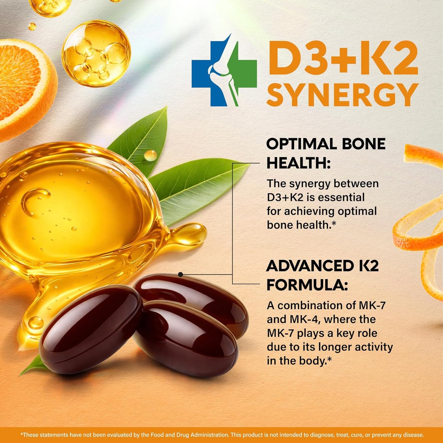 Vitamin D3 K2 Softgels For Immune & Mood Support