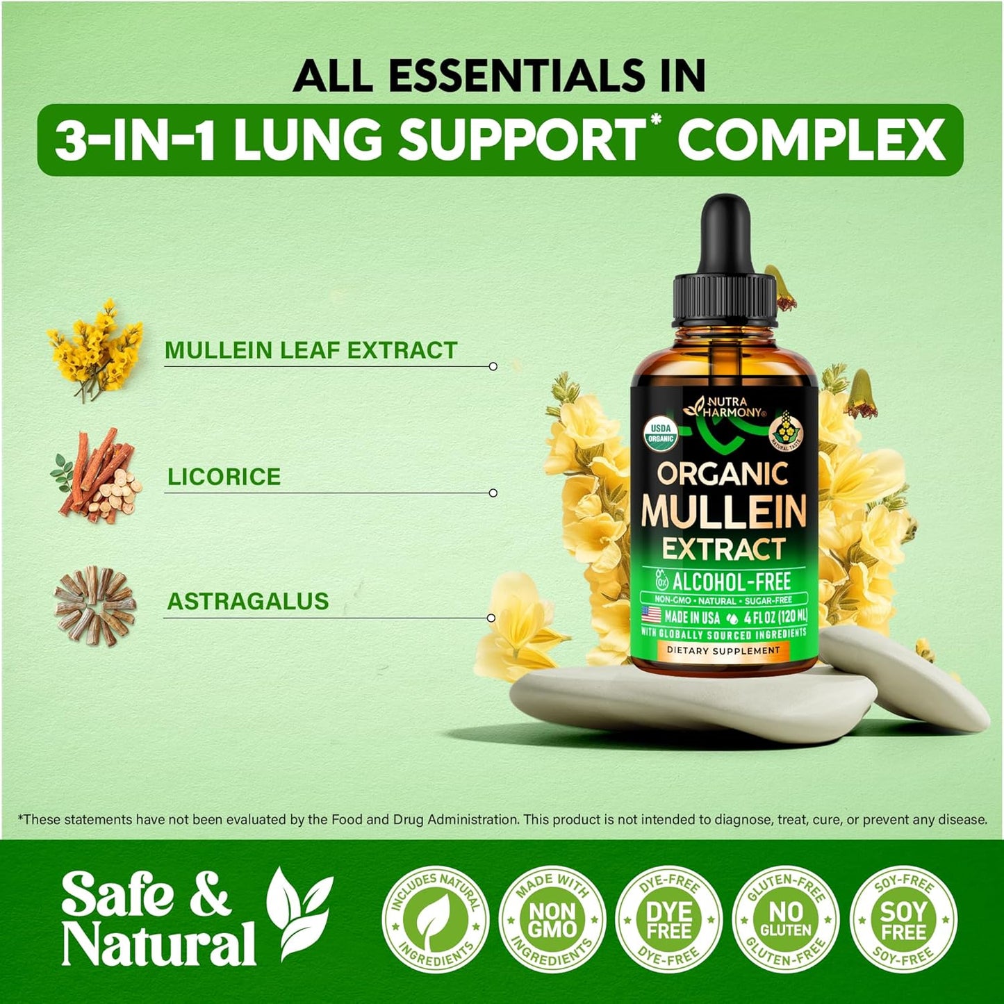 USDA Organic Mullein Drops for Lungs