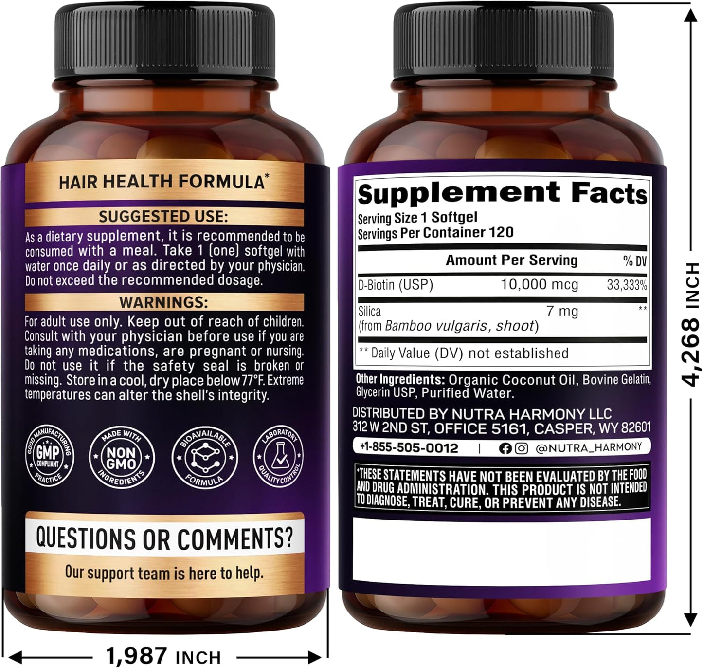 Biotin Softgels with Silicon for Hair Growth Support, Skin & Nails