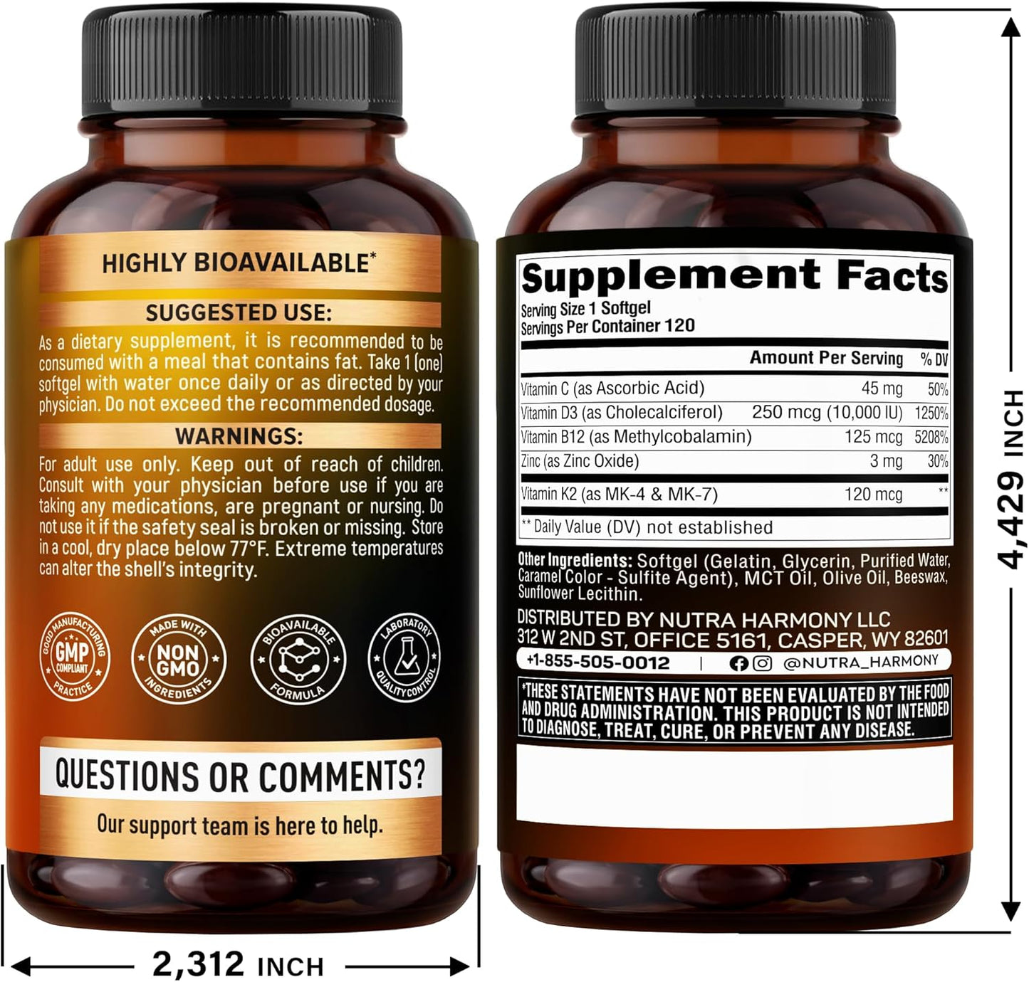 Vitamin D3 K2 Softgels For Immune & Mood Support